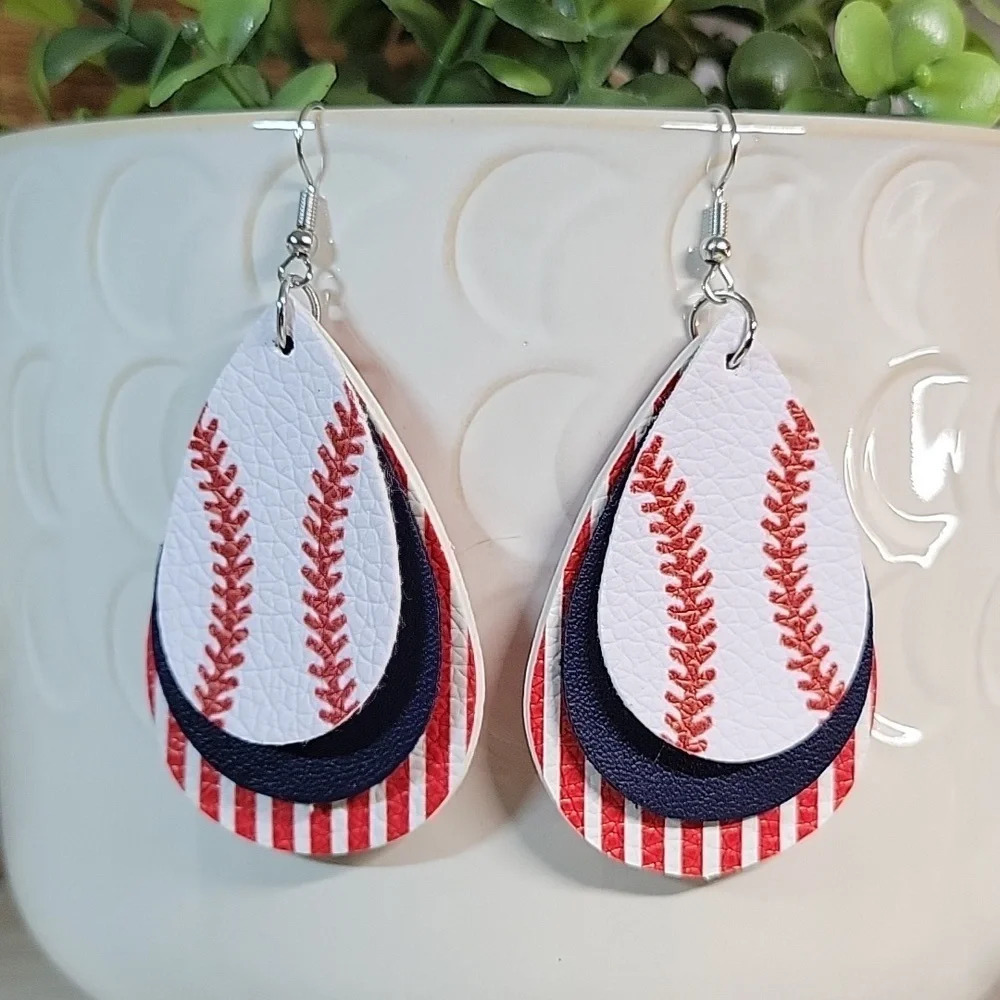 BASEBALL Layered Drop Earrings